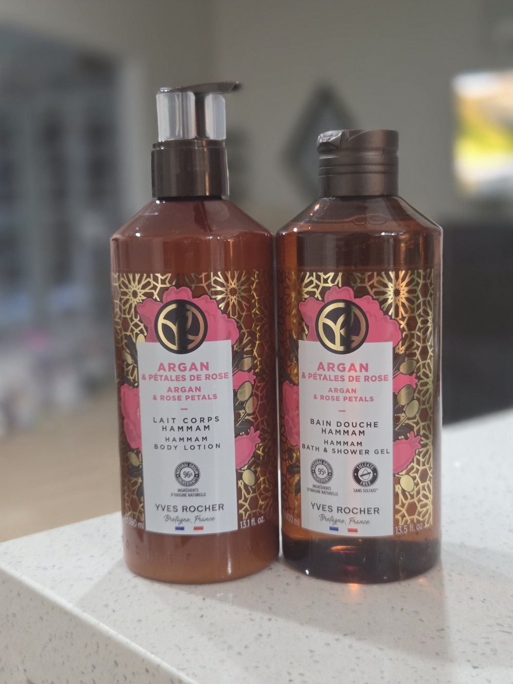 Yves Rocher Argan & Rose Petals Hammam Body Lotion - Shower Gel Duo
